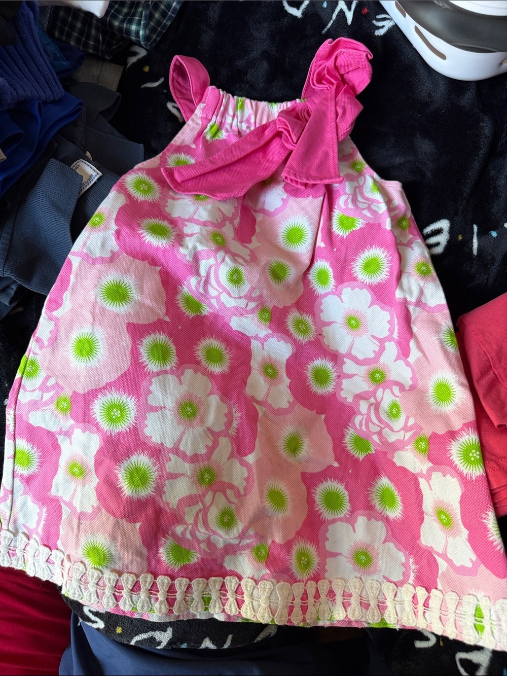 Mud Pie Bright Pink & Green Floral Halter Dress